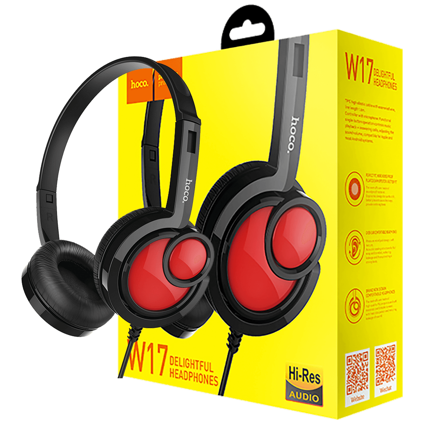 10396_1686222873hz5bfdyb23 hoco. W17 Delightful Headphones MIC BK - Image 1