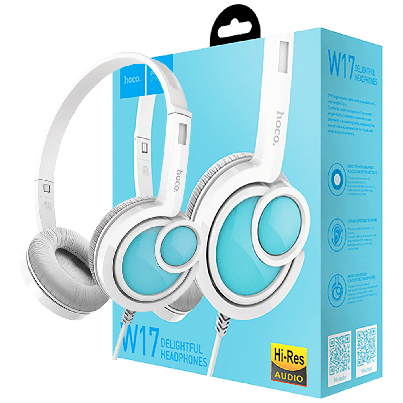 10397_1686222879cl1dyexmls hoco. W17 Delightful Headphones MIC WH - Image 1