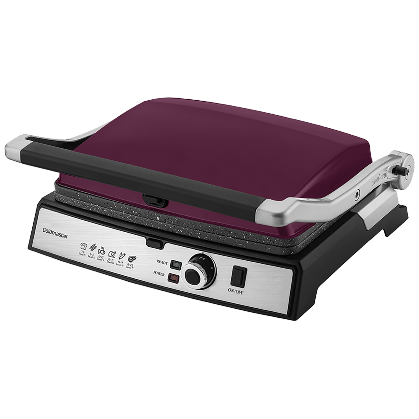 16049_1686244475cfzhhuy3ay Goldmaster Grill kontaktni, granitni premaz, otvaranja za 180°, 2000W - GM-7450M Tostmix - Purple - Image 1
