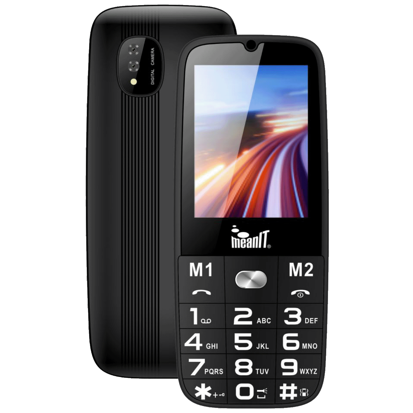 35508_1697027318eft4n40kyo MeanIT Telefon mobilni, SOS tipka, LED svjetiljka - SENIOR 15, Crni - Image 1