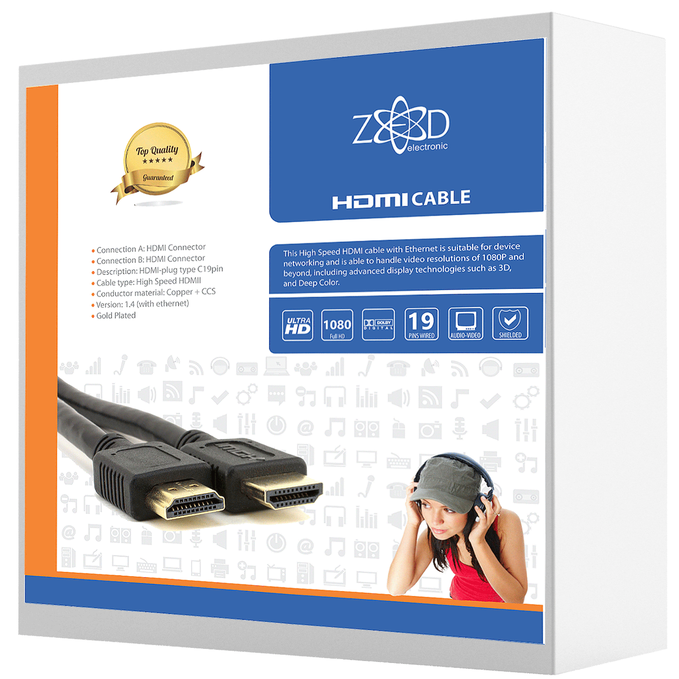 6550_1686165407crbfl6iik5 ZED electronic HDMI kabl, 25 met, ver. 1.4 - HDMI/25 - Image 1